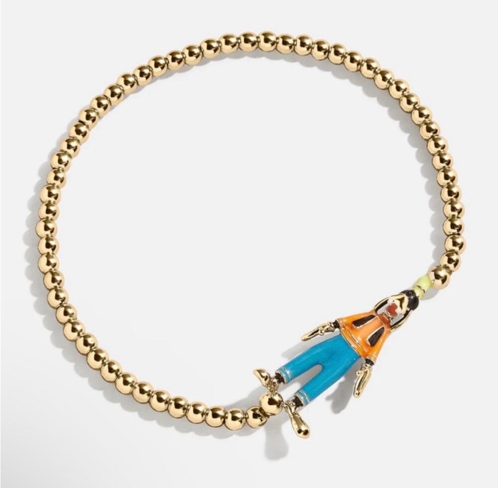 Baublebar Disney Goofy Pisa Beaded Stretch Bracelet Gold NEW